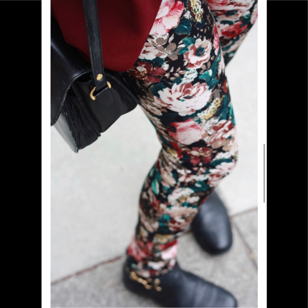 Zara Black Floral Trousers